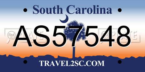 AS57548 South Carolina License Plate