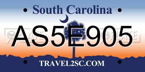 AS5E905 South Carolina License Plate