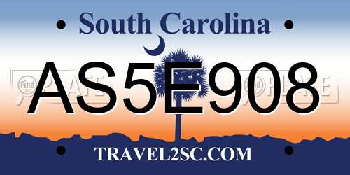 AS5E908 South Carolina License Plate