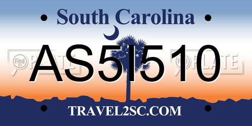 AS5I510 South Carolina License Plate