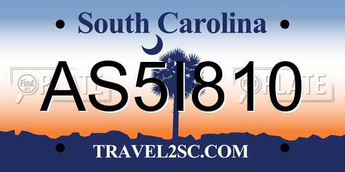 AS5I810 South Carolina License Plate