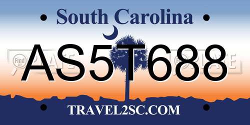 AS5T688 South Carolina License Plate