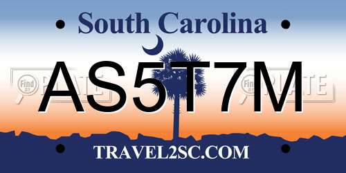AS5T7M South Carolina License Plate