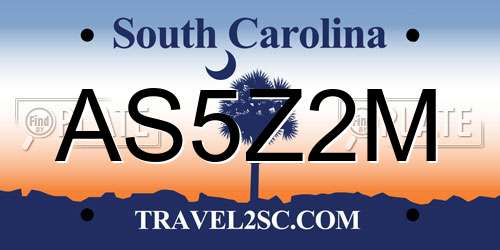 AS5Z2M South Carolina License Plate