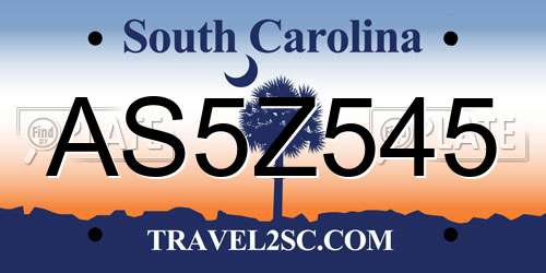 AS5Z545 South Carolina License Plate