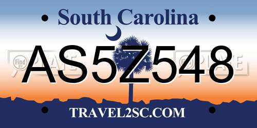 AS5Z548 South Carolina License Plate
