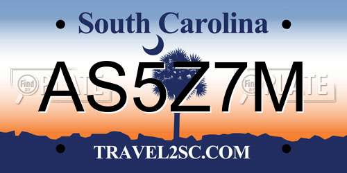 AS5Z7M South Carolina License Plate