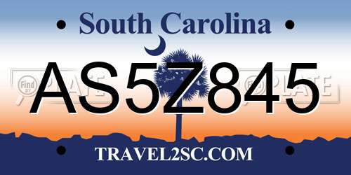 AS5Z845 South Carolina License Plate