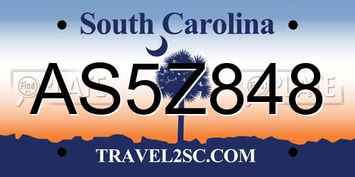 AS5Z848 South Carolina License Plate