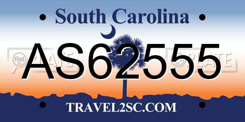 AS62555 South Carolina License Plate