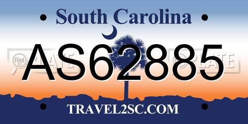 AS62885 South Carolina License Plate