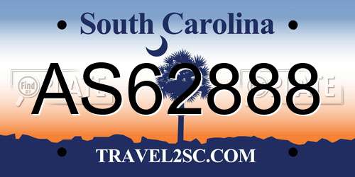 AS62888 South Carolina License Plate