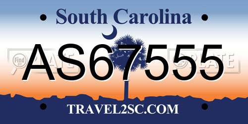 AS67555 South Carolina License Plate
