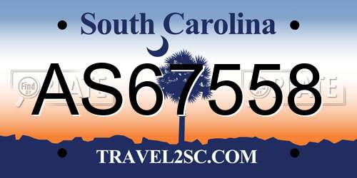 AS67558 South Carolina License Plate