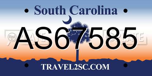 AS67585 South Carolina License Plate
