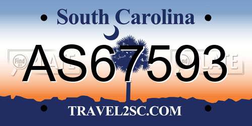 AS67593 South Carolina License Plate