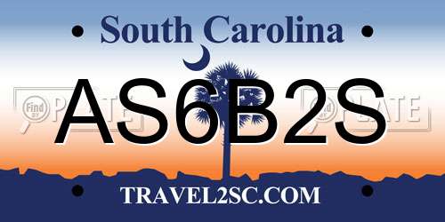 AS6B2S South Carolina License Plate