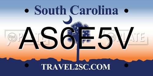 AS6E5V South Carolina License Plate