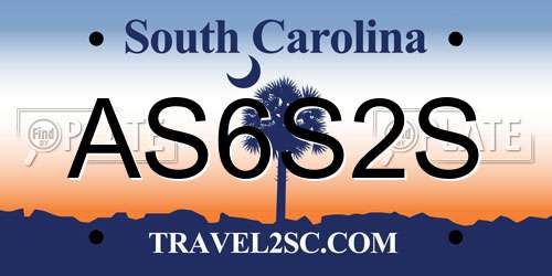 AS6S2S South Carolina License Plate