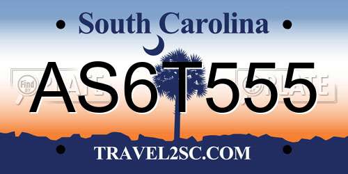AS6T555 South Carolina License Plate