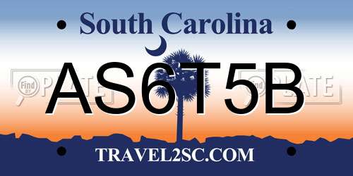 AS6T5B South Carolina License Plate
