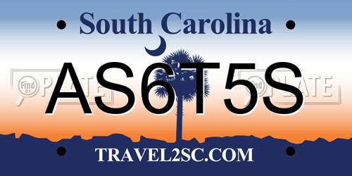 AS6T5S South Carolina License Plate
