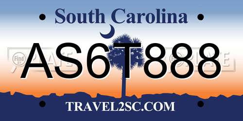 AS6T888 South Carolina License Plate