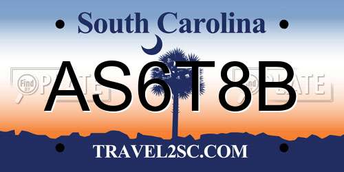 AS6T8B South Carolina License Plate