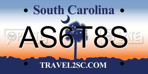 AS6T8S South Carolina License Plate
