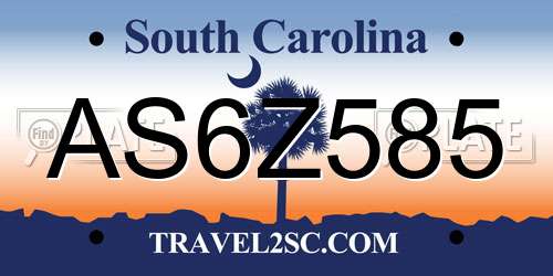 AS6Z585 South Carolina License Plate