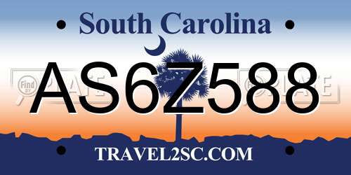 AS6Z588 South Carolina License Plate