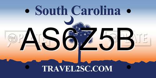 AS6Z5B South Carolina License Plate