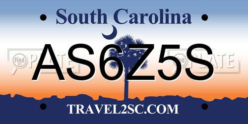 AS6Z5S South Carolina License Plate
