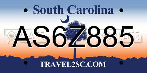 AS6Z885 South Carolina License Plate