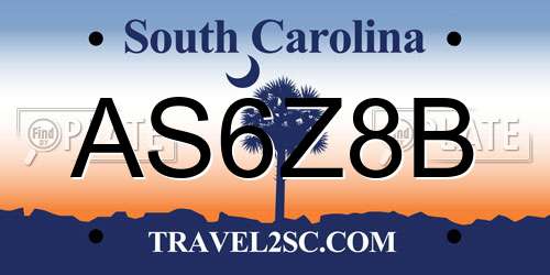 AS6Z8B South Carolina License Plate