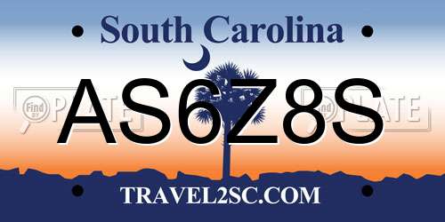 AS6Z8S South Carolina License Plate