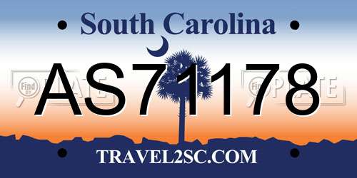 AS71178 South Carolina License Plate