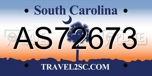 AS72673 South Carolina License Plate