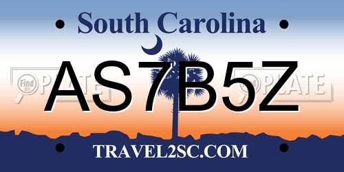 AS7B5Z South Carolina License Plate