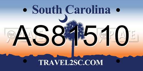 AS81510 South Carolina License Plate