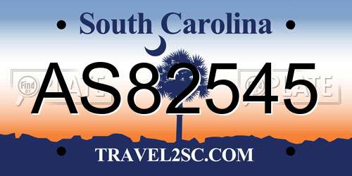 AS82545 South Carolina License Plate