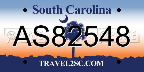 AS82548 South Carolina License Plate