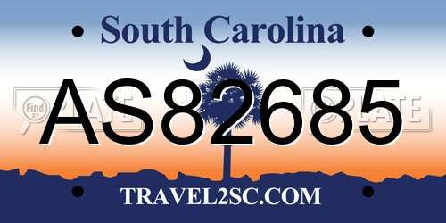 AS82685 South Carolina License Plate