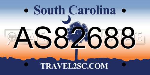 AS82688 South Carolina License Plate