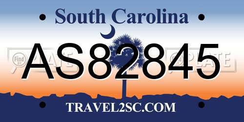 AS82845 South Carolina License Plate