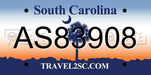 AS83908 South Carolina License Plate