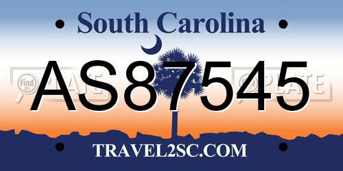 AS87545 South Carolina License Plate
