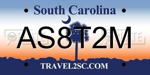 AS8T2M South Carolina License Plate