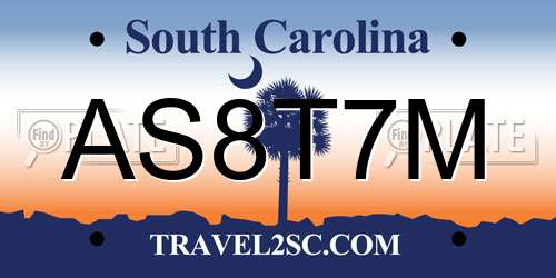 AS8T7M South Carolina License Plate