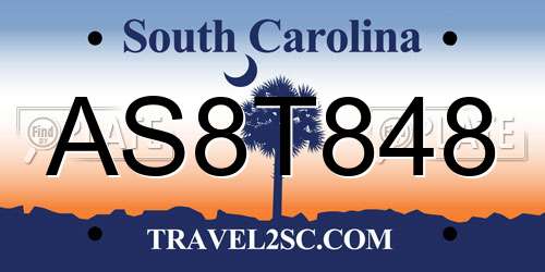 AS8T848 South Carolina License Plate